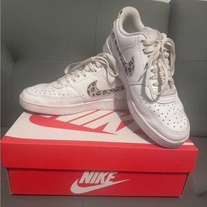 Nike White and Leopard Print Sneakers